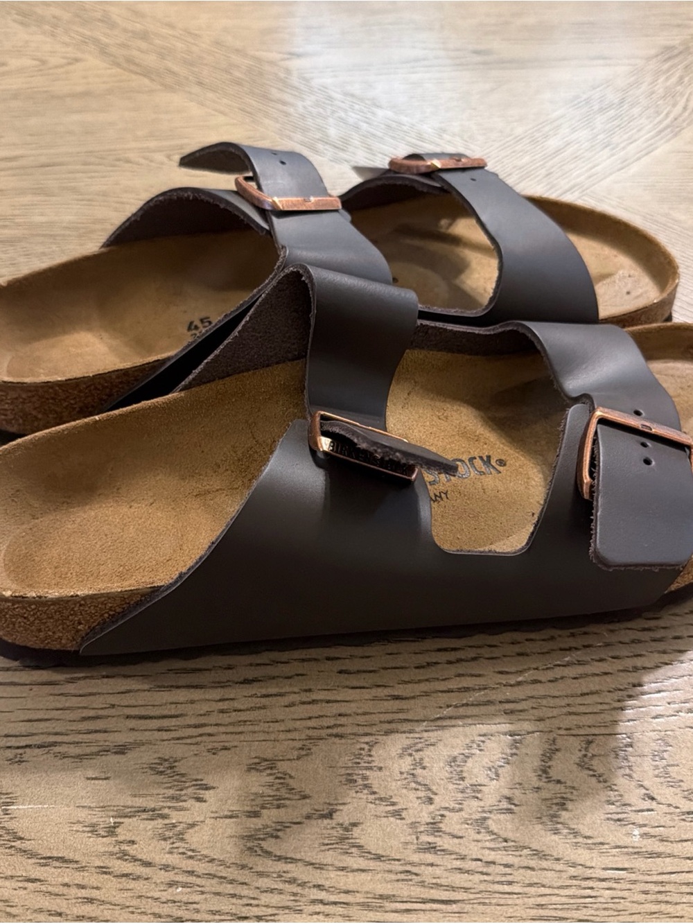 Birkenstock Arizona Men's Brown Slide Sandals Two-Strap Buckle 12 - Picture 3 of 5